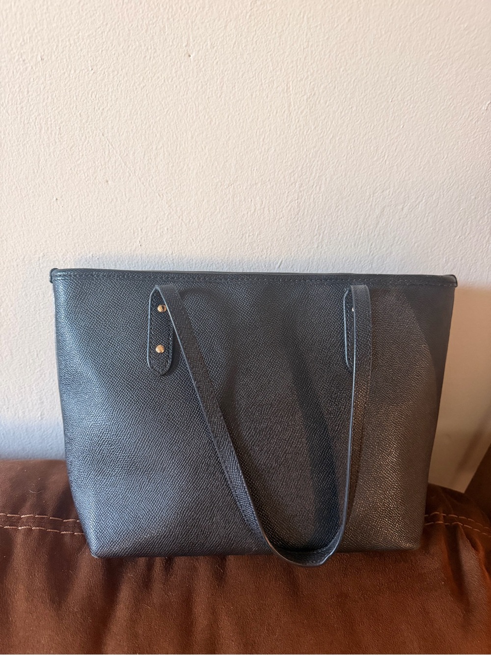 Coach Black Leather Interior Tote with Gold-Tone Trim - Picture 8 of 8